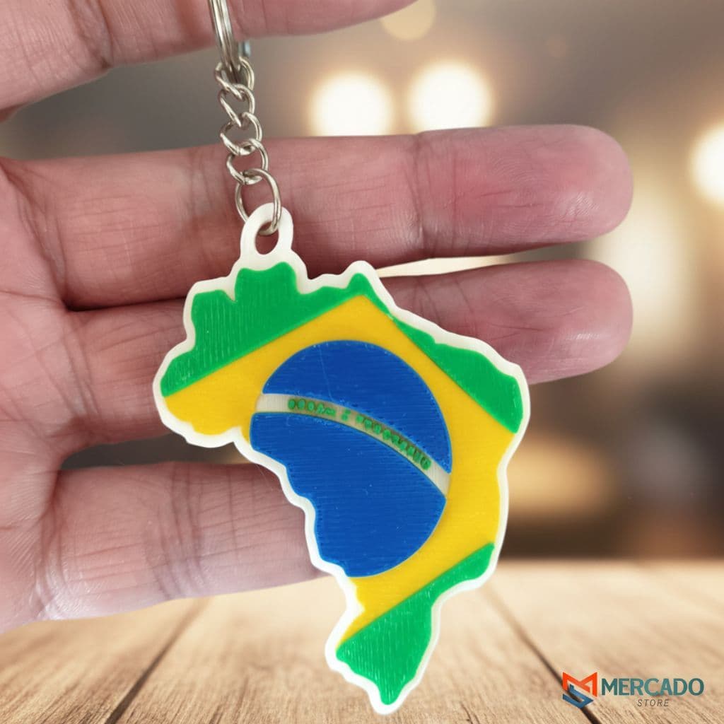 Chaveiro Mapa do Brasil Formato Geográfico - Presente Amigos Turistas Colecionador