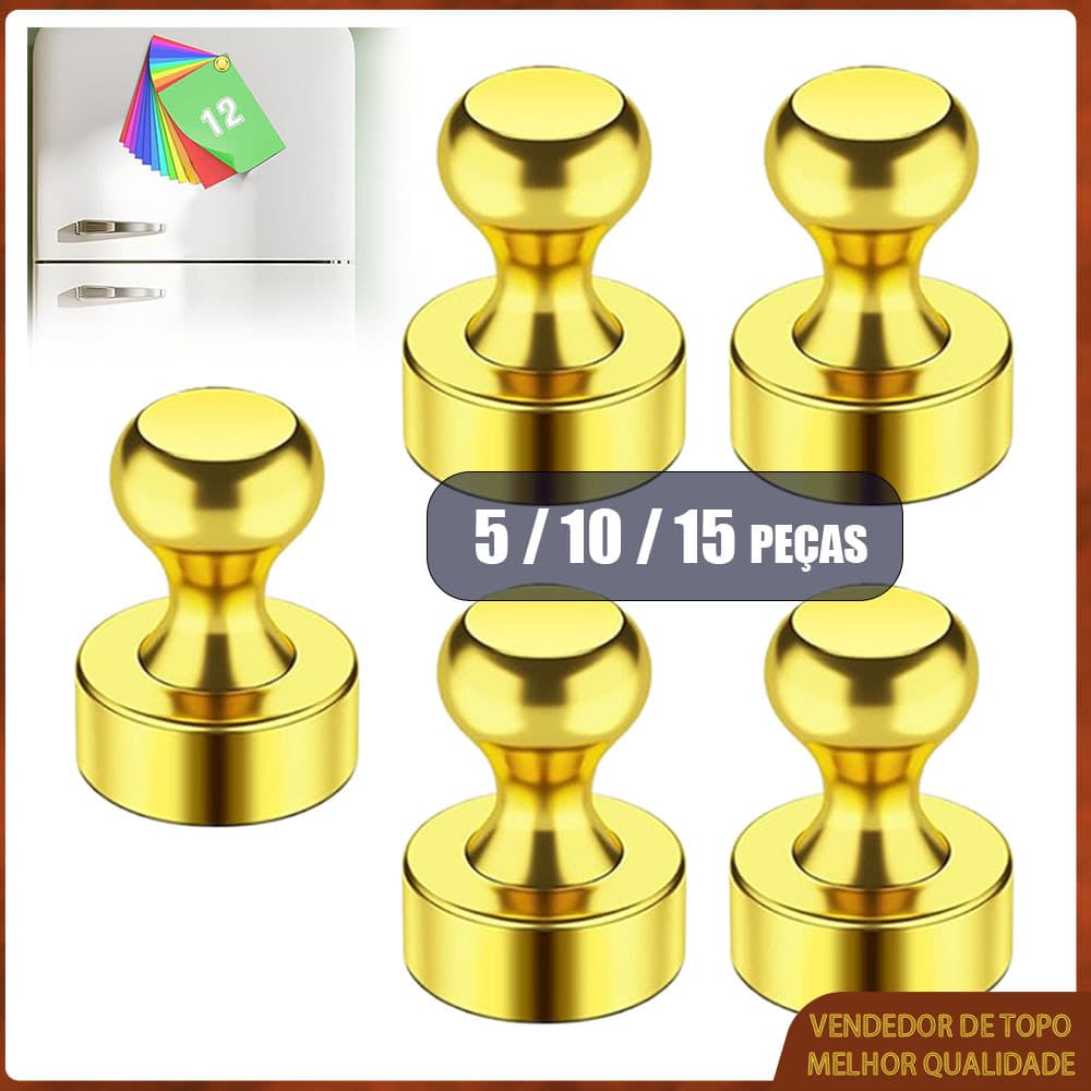 5/10/15 Pçs Super Forte Ímã De Neodímio Pinos Magnéticos Otário Percevejo Aço Push Pin Para Geladeira Quadro Branco-Ouro