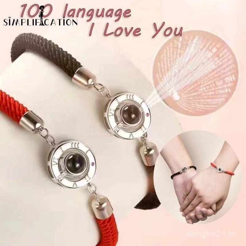 (Recomendado) Criativo 100 Idiomas Pulseiras De Casal " Eu Te Amo "/Lucky Handmade Red Trançado Joias