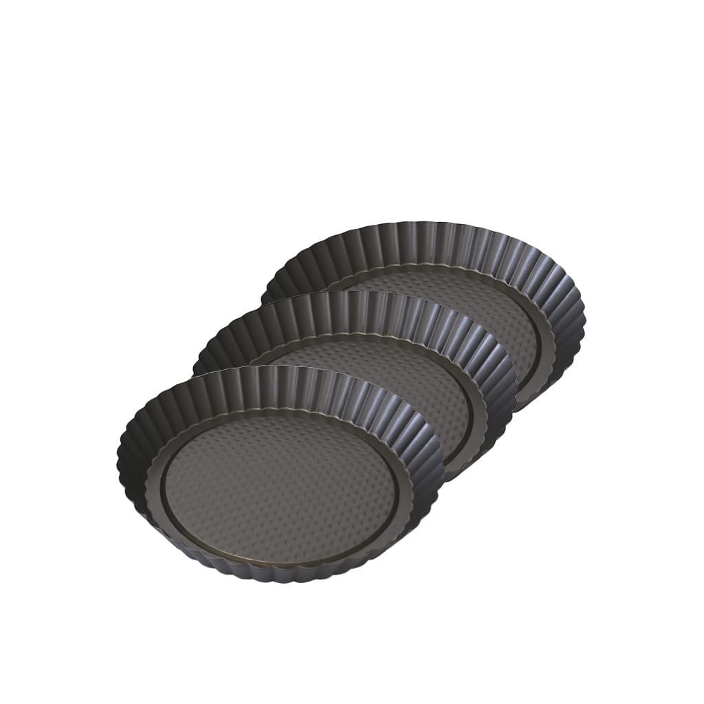 Kit 3 Forma 24cm Crespa Redonda Forminha Antiaderente Aço Pudim Doces  Assadeira Funda Pequena