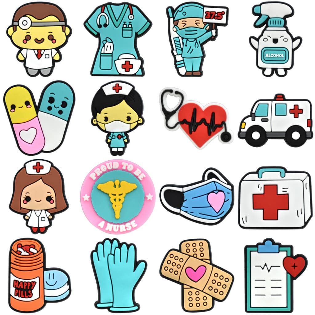Acessórios para Sapatos Fivela Tema Médico de Desenho Animado Enfermeira Decorações de PVC