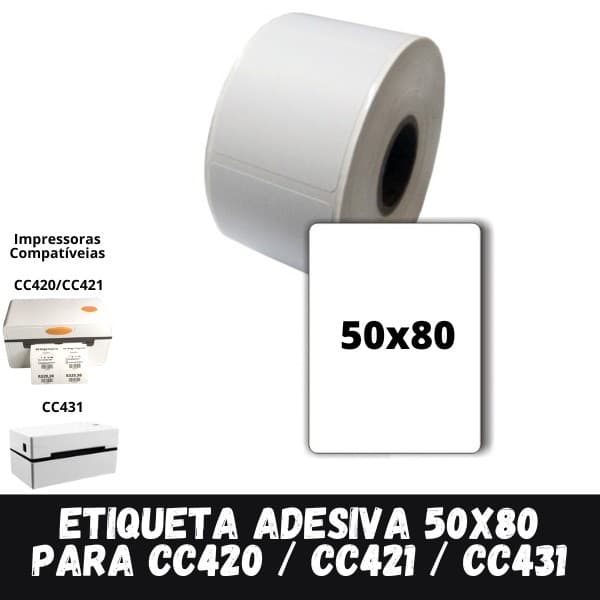Rolo de Etiqueta adesiva termica - 50x80 250 etiquetas 21 METROS