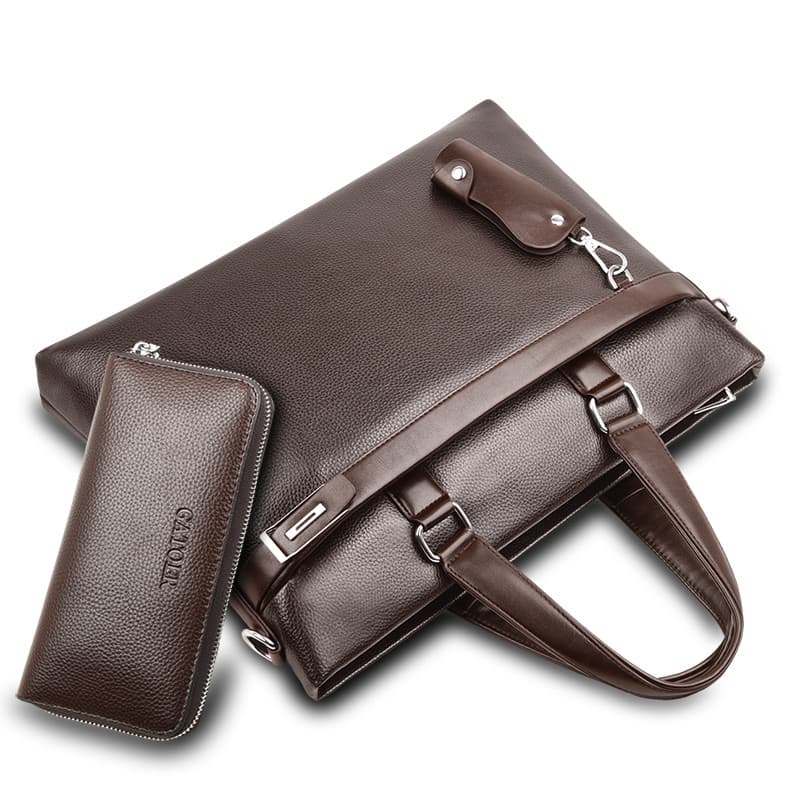 Nova maleta bolsa masculina bolsa de couro Horizontal Casual ombro saco do mensageiro saco do computador Commuter bolsa