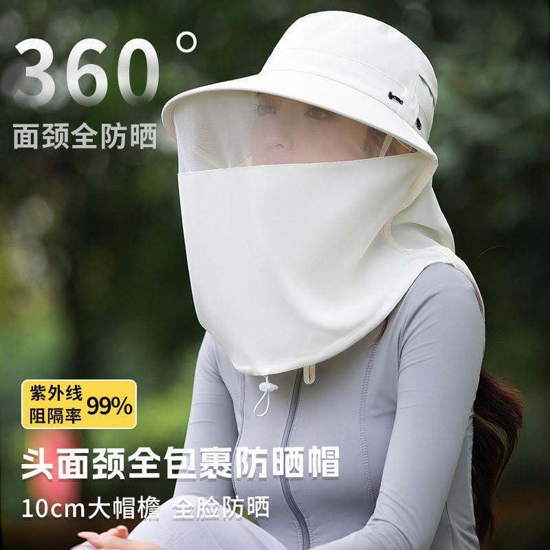Proteção de pescoço completa integrada chapéu de proteção solar feminino anti-ultravioleta de secagem rápida respirável