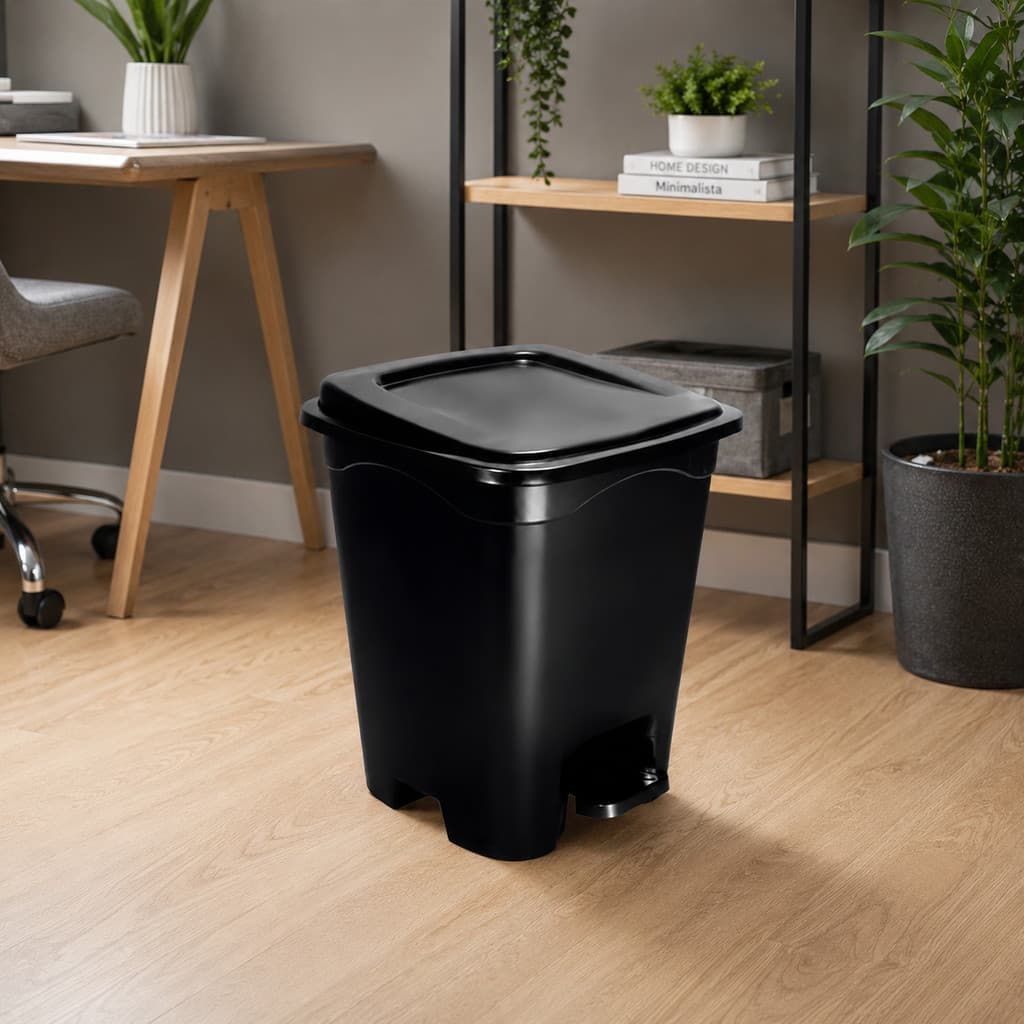 Lixeira Quadrada 13 Litros com Pedal Tampa com Vedação Cozinha Banheiro Escritório Resistente