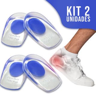 Kit P/ Profissionais 2 Pares de Palmilha Calcanheira de Silicone Gel Ortopédica Anti Impacto