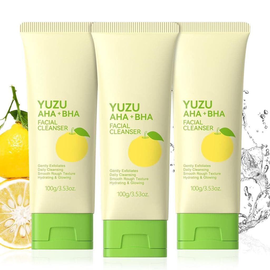 Limpador Facial de Toranja com AHA+BHA, Espuma de Limpeza, Adequado para Todos os Tipos de Pele, Esfoliante, Suavizante,
