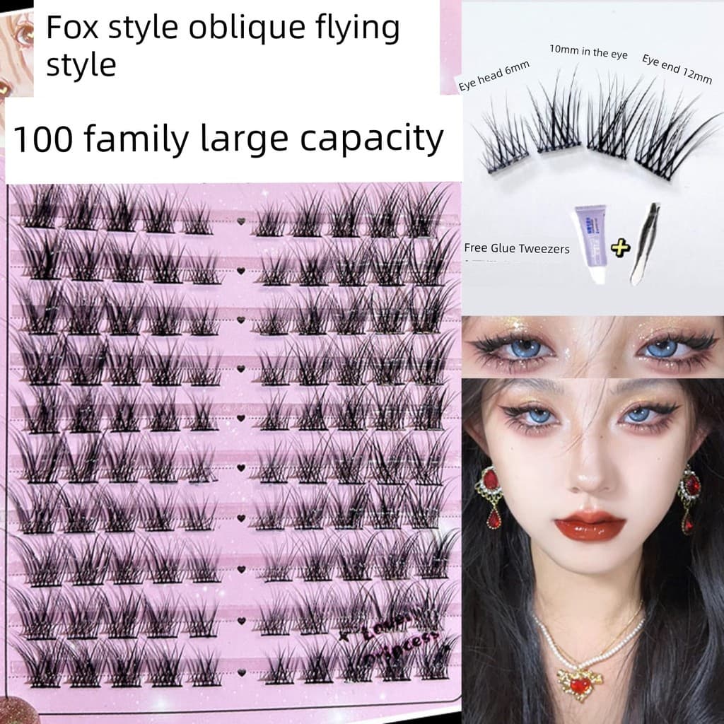 | cílios tufinho gatinho | cílios tufinho fox eyes 【cílios com cola e pinça】 ❅Cílios fofos Produto de moda Série Fox Cíl