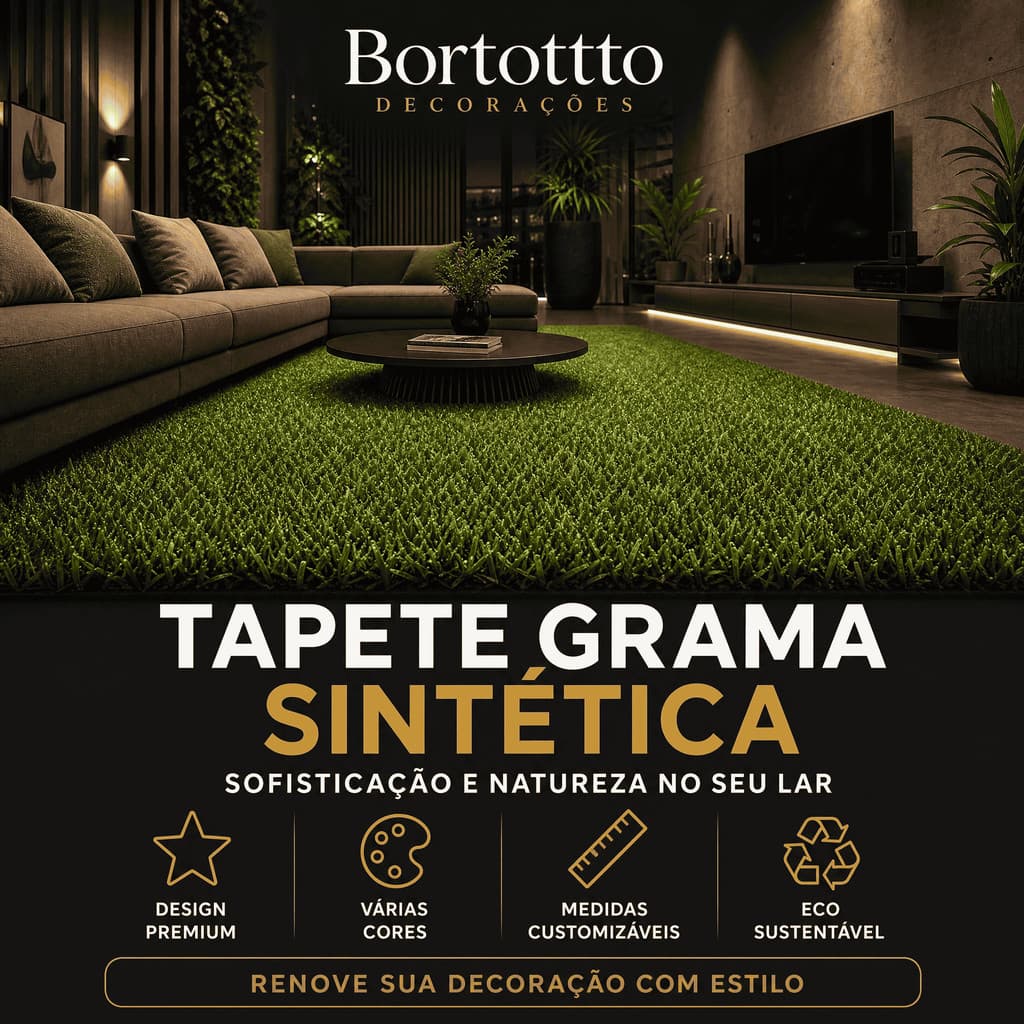 Tapete Grama Sintética - Fácil Instalação Jardim Verde