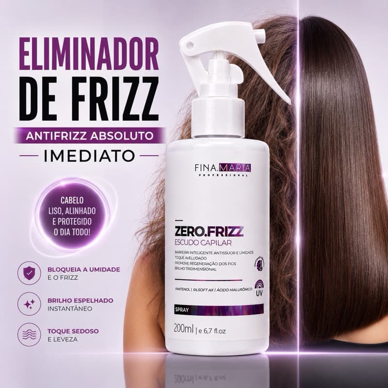 SPRAY ESCUDO CAPILAR ELIMINADOR DE FRIZZ | PROTETOR TÉRMICO MULTIFUNCIONAL | FINA MARIA