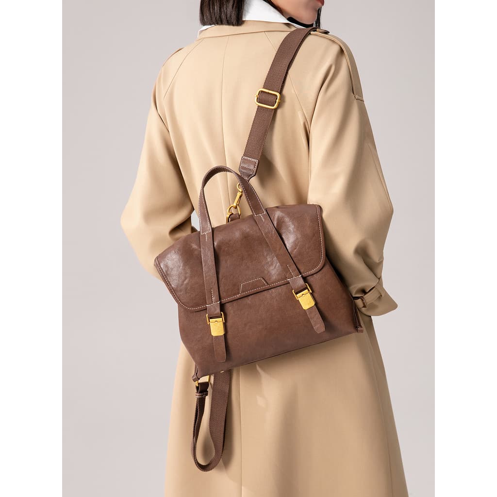 Vegetal curtido primeira camada de couro mochila feminina 2026 novo estilo High-End Commuter mochila senhoras Cross-corp