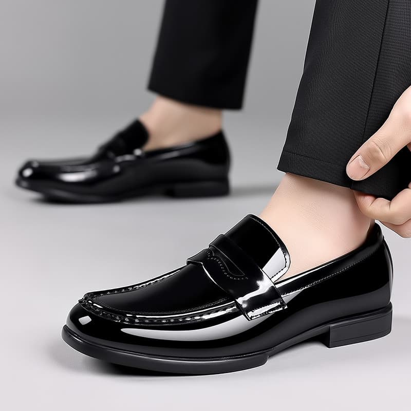 Sapatos masculinos casuais de couro genuíno respirável sola macia deslizamento em ervilhas finas sapatos masculinos Supe