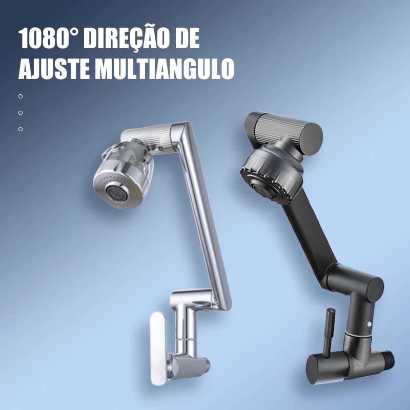 Torneira Giratória 360° Com Braço Robótico Multiuso Para Cozinha e Banheiro Sem Cantos Mortos