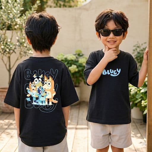 Camiseta Fio 30.1 Infantil Estampada DTF Cachorro Bluey