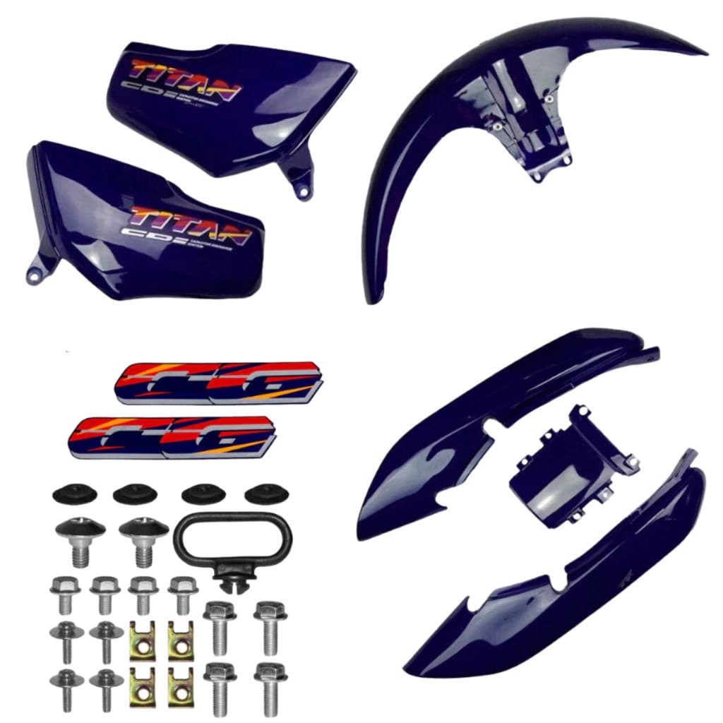 Kit Carenagem Completo Cg Titan 125 Azul 1995 1996 1997 1998 1999 + Parafusos e Adesivos