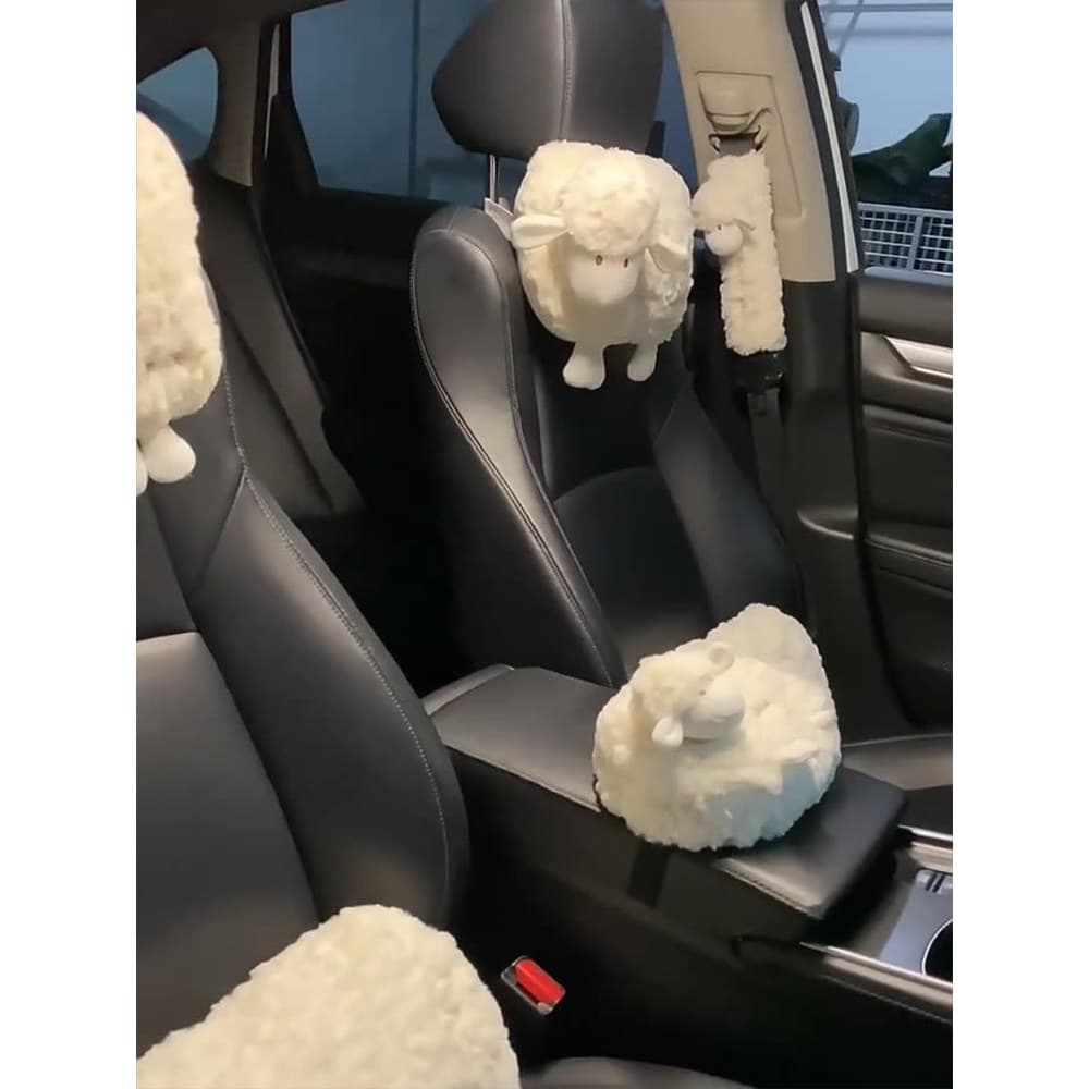 Caixa de tecido do carro caixa de papel bonito boneca ins estilo cordeiro no carro pendurado guardanapo saco de papel ac
