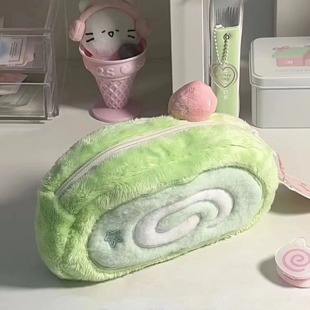 Estojo de Lápis de Pelúcia em Forma de Melão - Divertido, Fofo, Criativo, Armazenamento Versátil de Material Escolar, Gr