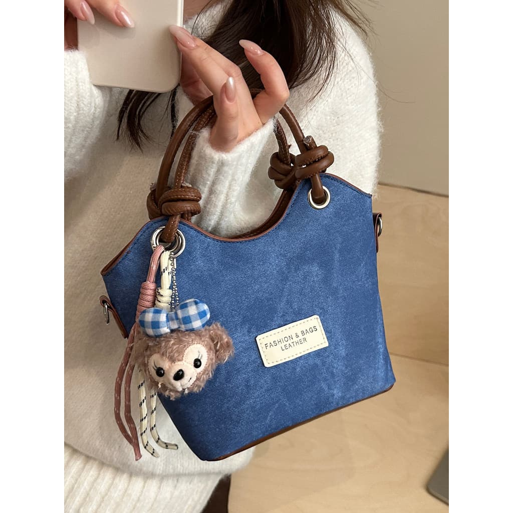 Bolsa bolsa feminina Cesta jeans pequena bolsa feminina 2025 novo estilo outono inverno moda Commuter balde saco High-En