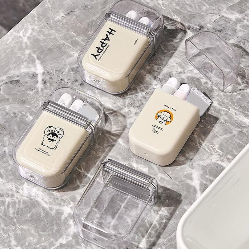 Porta-escova de dentes decorativo portátil com design de desenho animado fofo, copo para enxaguante bucal de viagem com