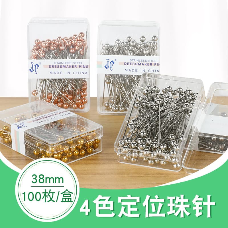 4 cores caixa de Metal cor pino de aço inoxidável 38mm artesanal DIY pino fixo roupas alfaiataria posicionamento grânulo