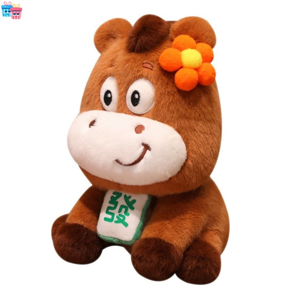 Bonito Pequeno Cavalo Flor Boneca De Pelúcia Ano Do Mascote Brinquedo Koi Bênção Fortuna Decoração De Novo Chinês Presen