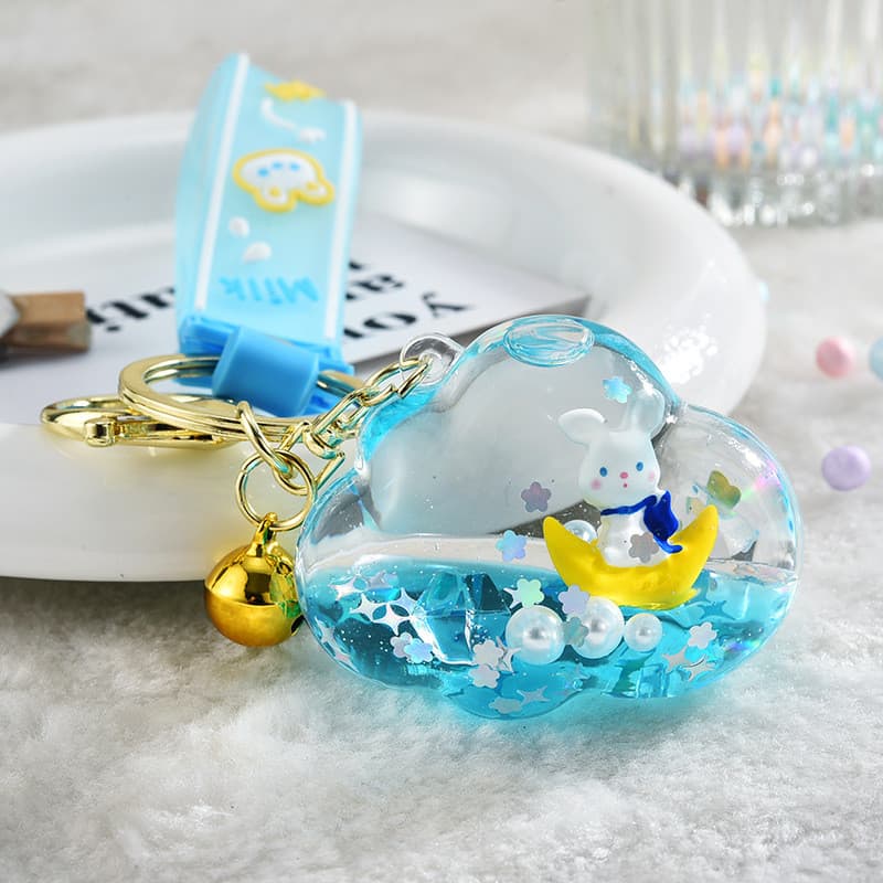 Nuvem Glitter pingente lua coelho oleoso acrílico bonito nuvem deriva chaveiro casal saco pequenos acessórios