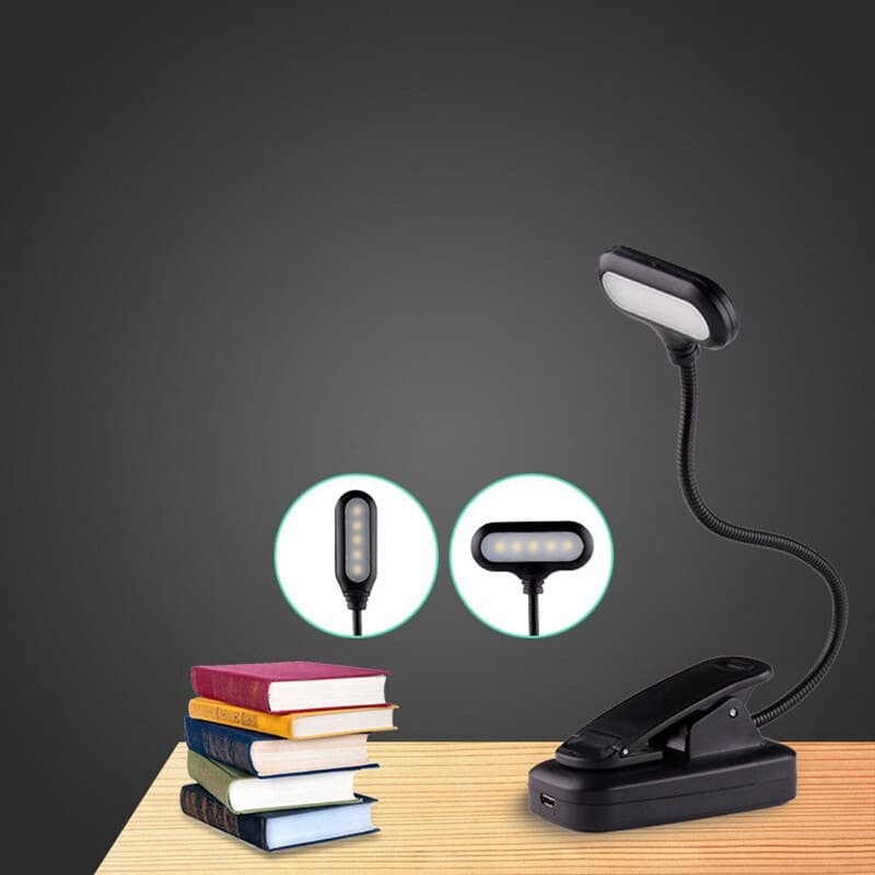 Recarregável LED USB Clipe Livro Luz Proteção Para Os Olhos Flexível Candeeiro De Mesa Leitura Notebooks Portáteis