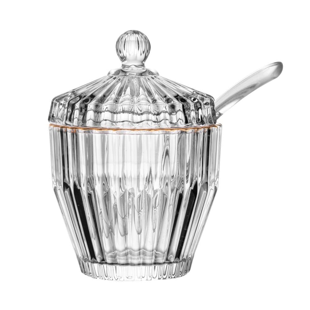 Açucareiro de Cristal com Fio de Ouro Império 8cm x 8cm x 11cm - WOLFF