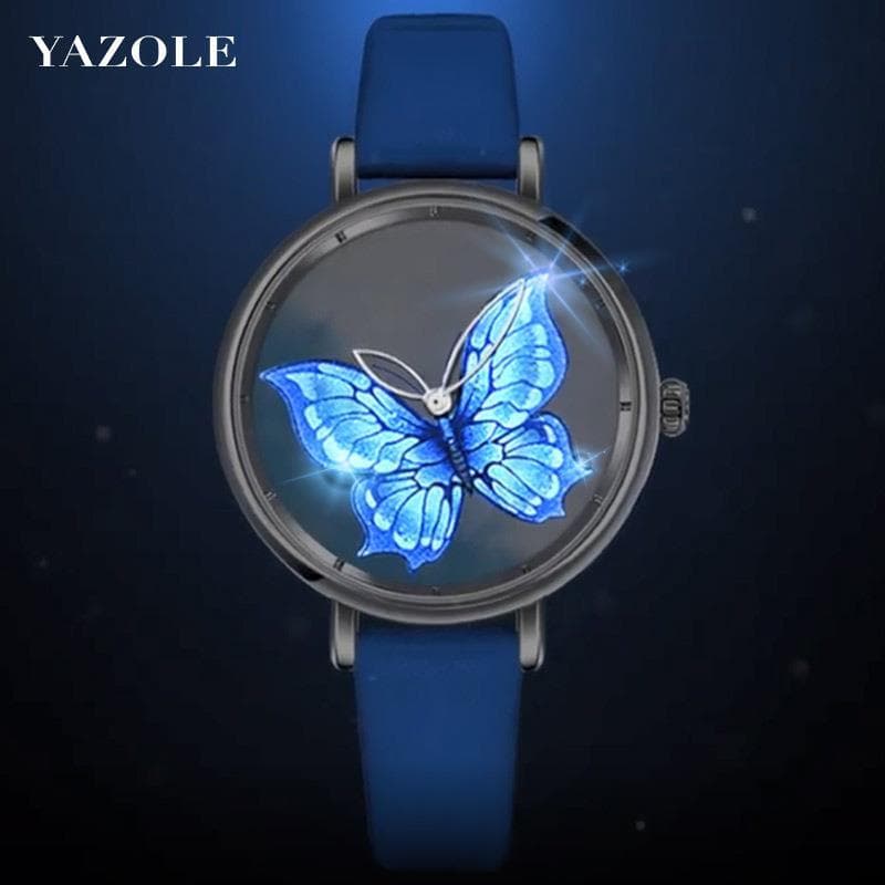 Relógio de quartzo feminino relógio feminino moda luminosa borboleta relógio feminino