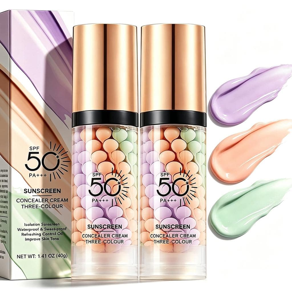 Base de maquiagem 3 em 1 de 2 peças, utilizada para preparação da maquiagem facial, base de maquiagem facial corretora d