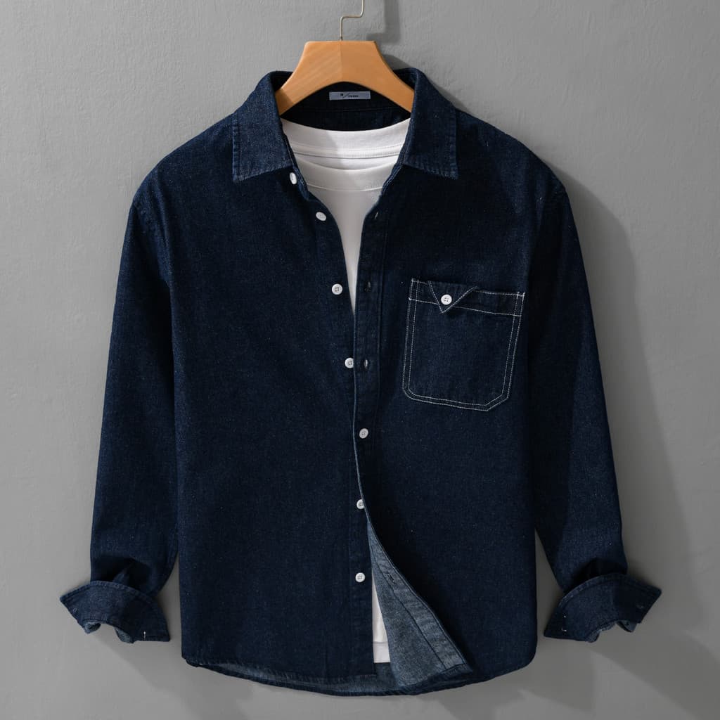Camisa jeans de manga comprida masculina primavera outono inverno na moda simples All-Match Casual solto camisa masculin