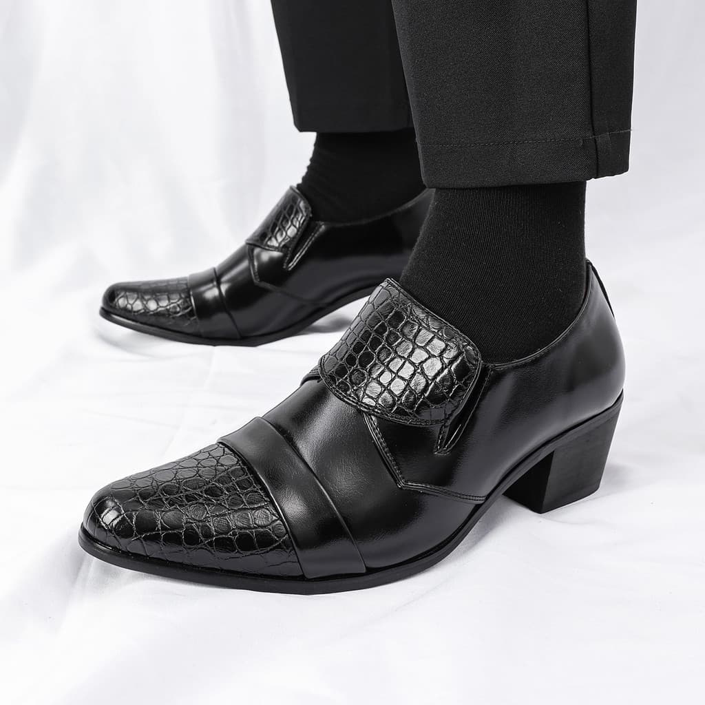 Sapatos masculinos de couro de salto aumentando 6cm roupa Formal salto banquete bola sapatos de couro de salto