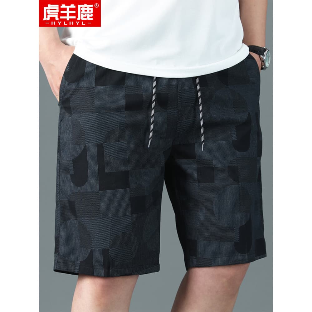 Pai verão Shorts masculino exterior usar fino meia-idade idosos calças de cinco pontos puro algodão médio-