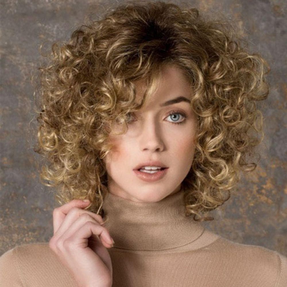 Caminhadas Perucas Encaracoladas Encaracolados Ondulado Cosplay Cabelo De Alta Temperatura Remy Brasileiro Humano Preto/