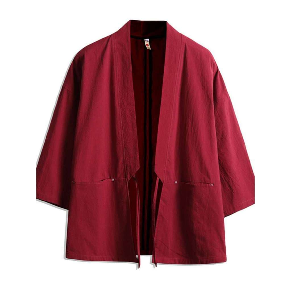 Estilo chinês atado blusão masculino cortado estilo chinês manto manga curta Robe Cardigan bordado Hanfu japonês jaqueta
