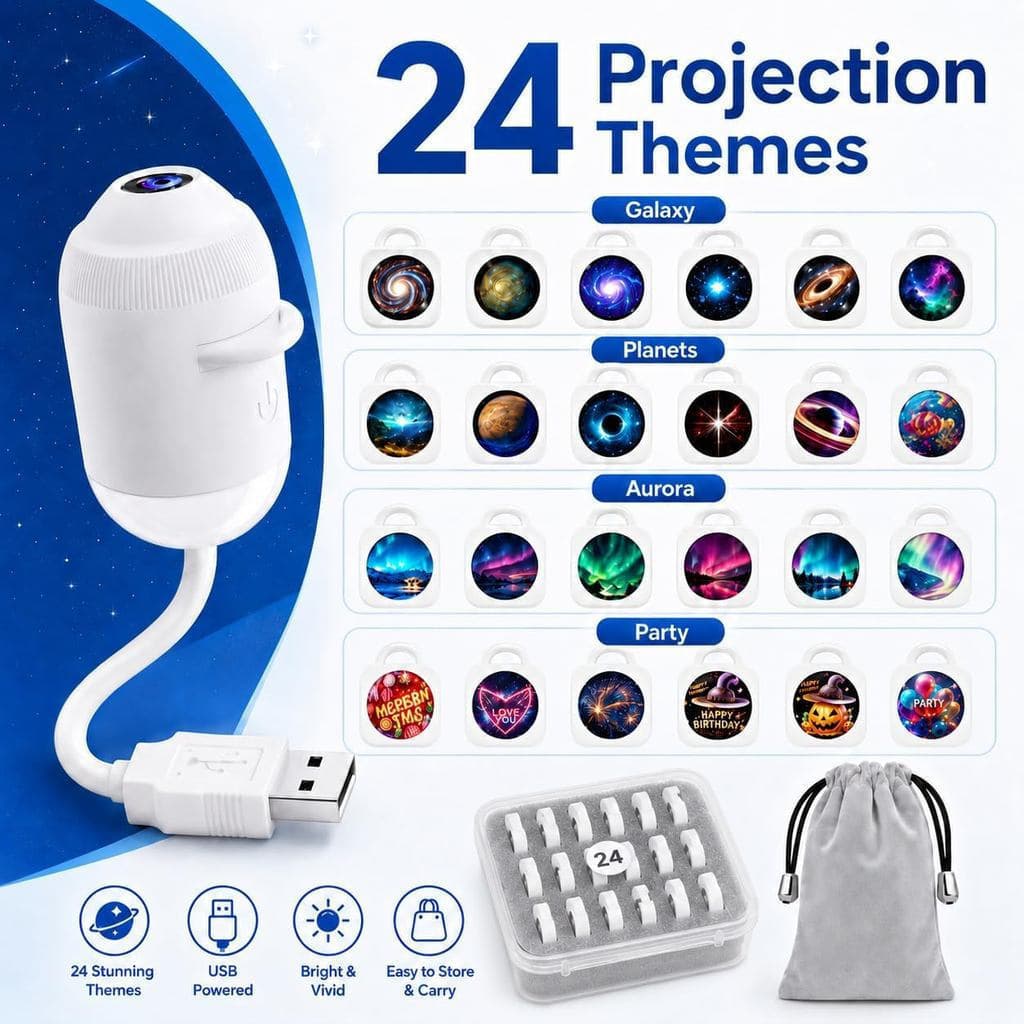 Projetor de Galáxia 2 em 1 com Luz Noturna, Projetor de Luz Noturna Holográfica Dinâmica Inteligente HD 5D, 360 °   Luz