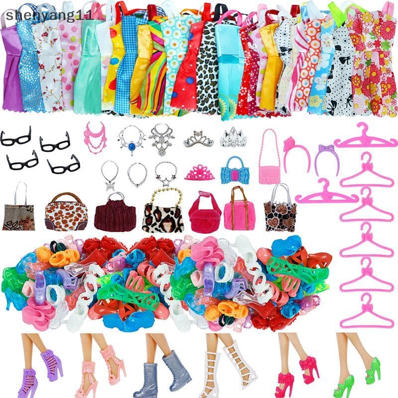 shen Aleatório 35 Pçs/set Acessórios De Boneca Para 30cm 1/6 Sapatos Vestido Óculos Nelace yang