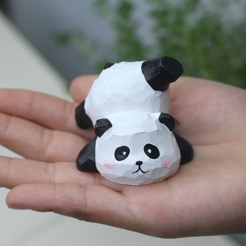 [Estoque pronto] Ornamentos de Panda pequeno de madeira fofos podem ser usados como pingentes criativos de desenho anima