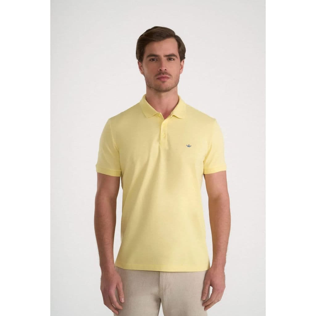 Polo Docthos Manga Curta Slim Piquet Amarela