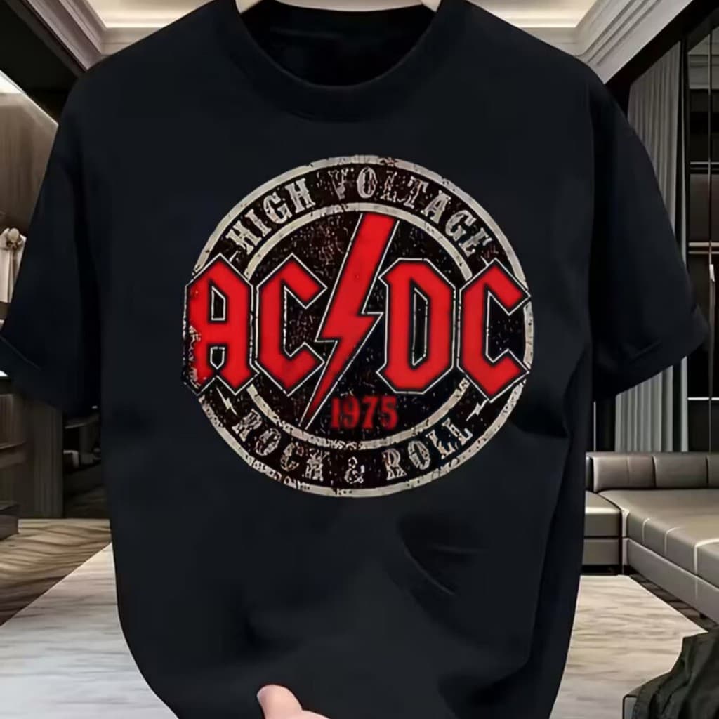 Camiseta De Rock ac/dc Banda Camisa og Unissex 100% Algodão Promoção