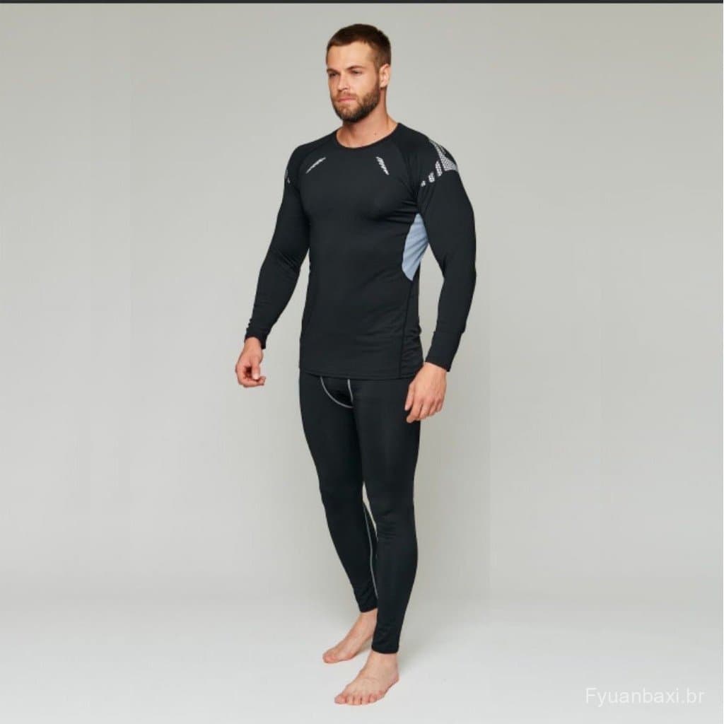 Cross-Border outono inverno estilo velo esqui roupas de Fitness masculino Bottoming esportes terno quente respirável pel