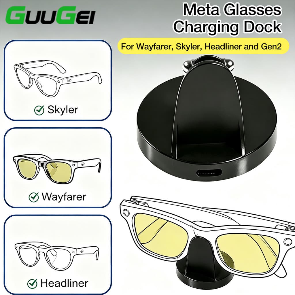 Guugei Tipo C Adaptador De Carregamento Óculos Inteligentes Doca Para Ray(Ban) Me(ta) Way-farer/Sky-ler/Head-liner