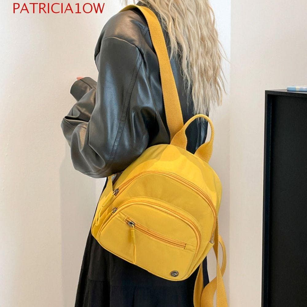 PATRICIA1OW Mochila Casual Com Vários Bolsos , Feminina De Nylon De Cor Sólida À Prova D'água , Portátil