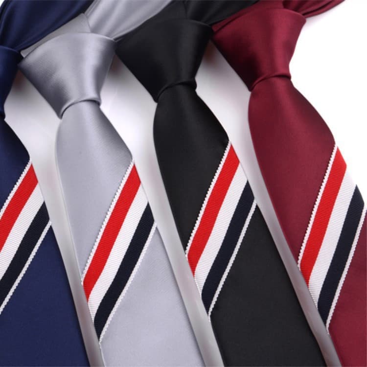 Gravata Autoamarrada Masculina Feminina Traje Formal Vermelho Branco Azul Fita Listras Gravatas Zíper 5cm Estilo Preguiç