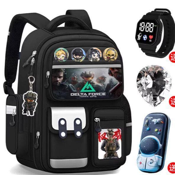 Mochila resistente à sujeira para alunos do ensino fundamental, mochila escolar de múltiplas camadas, mochila Delta Acti