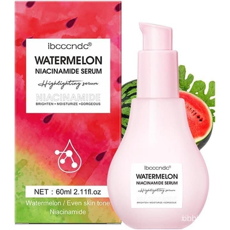 Um sérum iluminador com extrato de melancia e niacinamida, a fórmula iluminadora de melancia contém essência hidratante