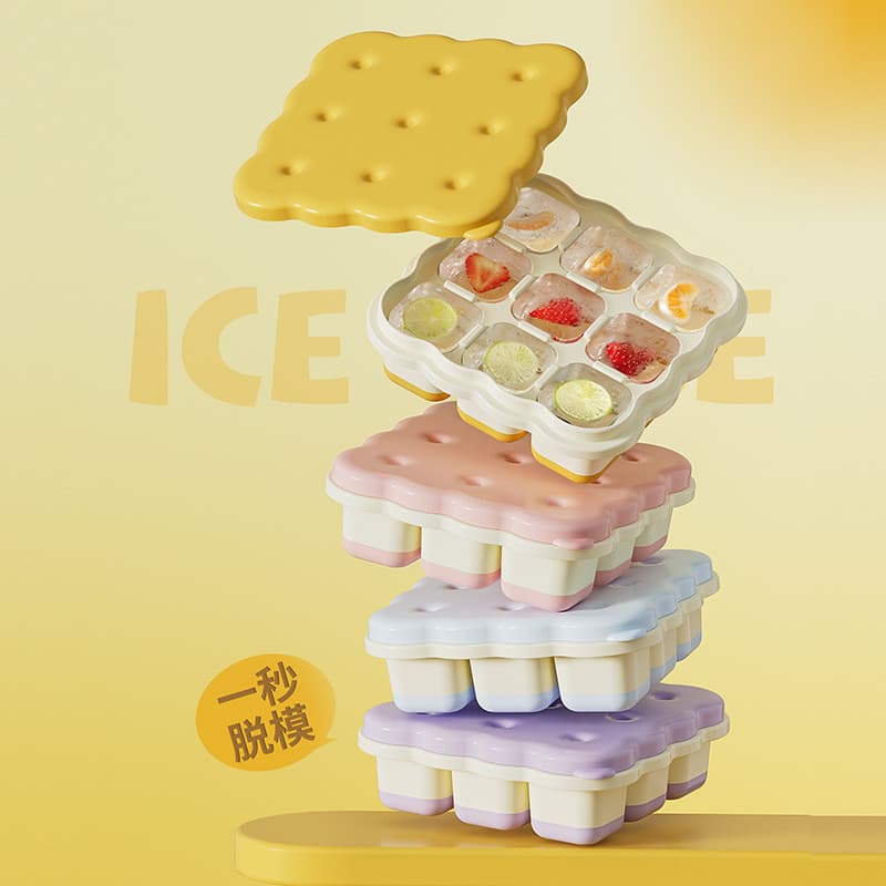 Forma de biscoito bandeja de gelo molde doméstico grau alimentício imprensa bandeja de gelo cubo de gelo caixa de gelo f