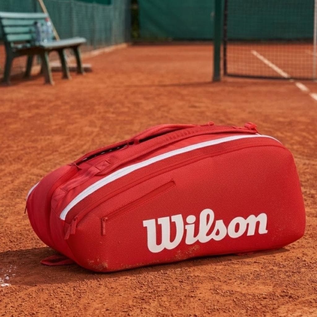 Raqueteira Wilson Super Tour 15 Pack Vermelha e Branca