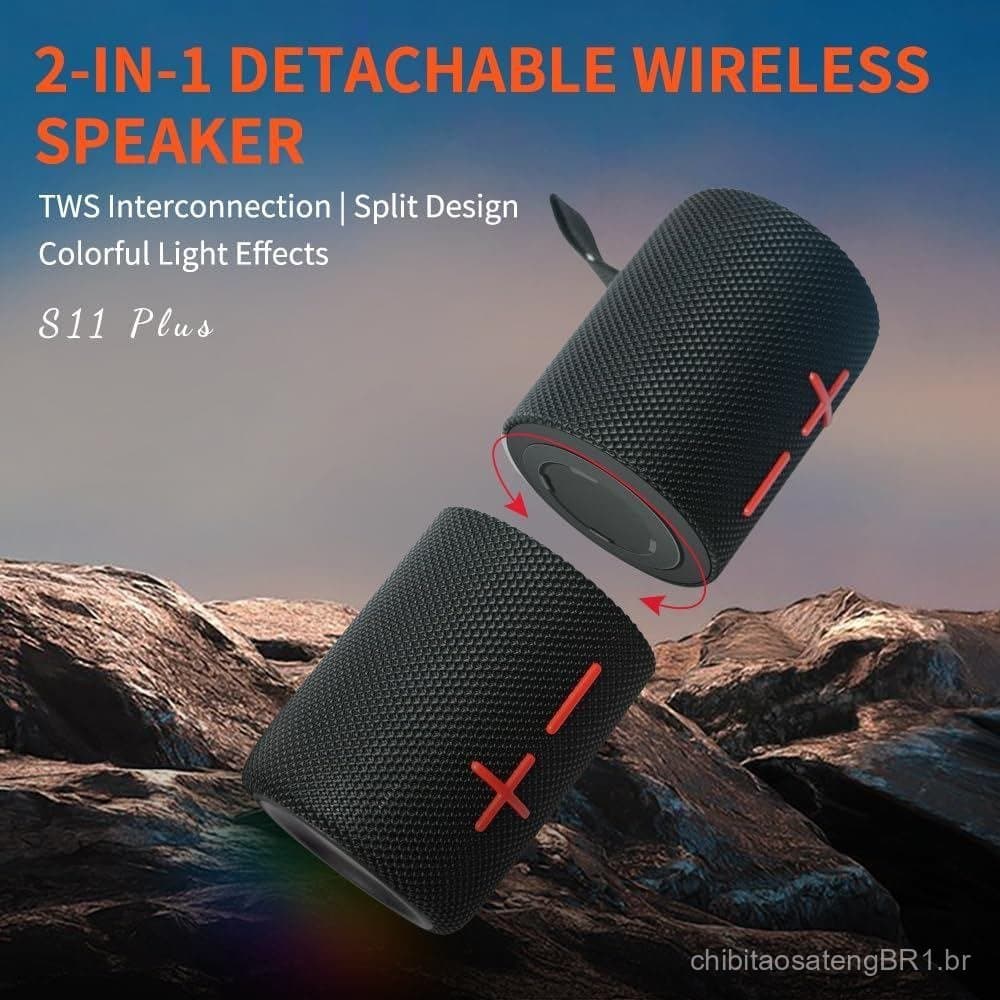 CYBORIS 2 em 1 Alto-falante Bluetooth Duplo Portátil e Divisível de 40W, Alto-falante Sem Fio à Prova d'Água V5.3 com So