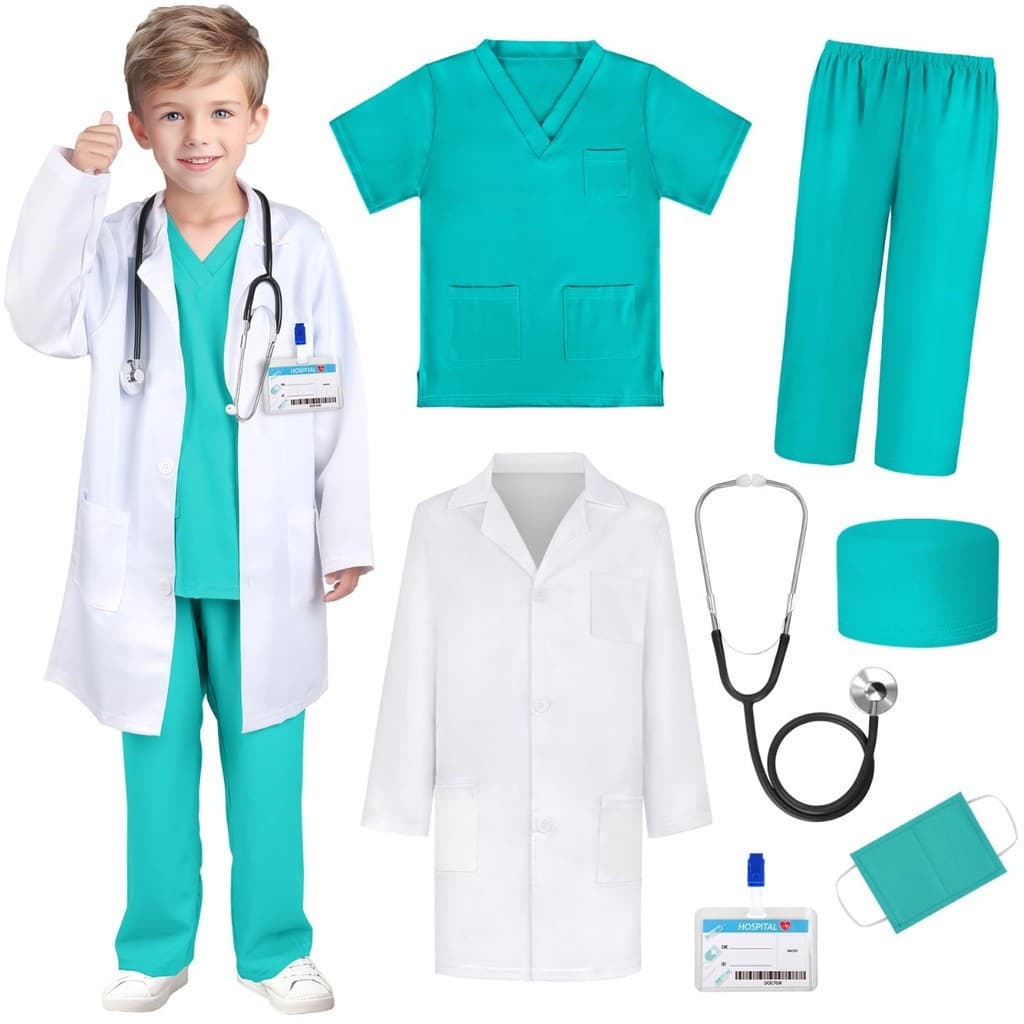 Conjunto de Fantasia de Médico para Meninos e Meninas, Kit de Acessórios para Cosplay de Carnaval 2-6 Anos WJ2W